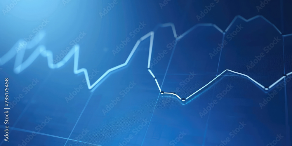 Abstract financial chart with lines fluctuating on blue background. Abstract financial chart with lines fluctuating on blue background.