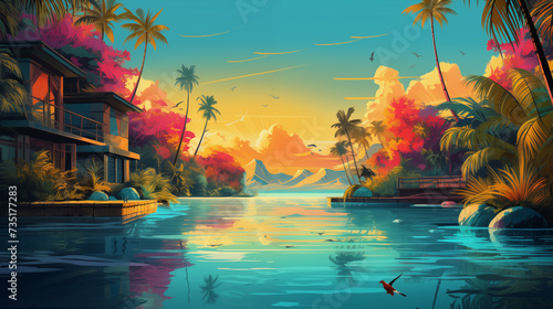 tropical island at sunset © Jekaterina