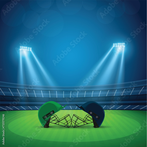 Night Cricket stadium illustration vector. Football night stadium background vector. 3D  cricket stadium