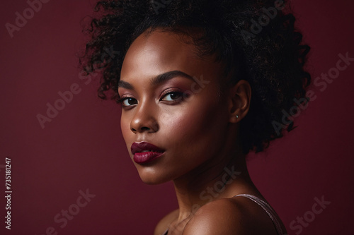 beauty portrait a black young woman in the studio