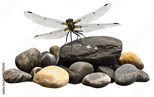 Dragonfly Resting on Stone isolated on transparent Background photo