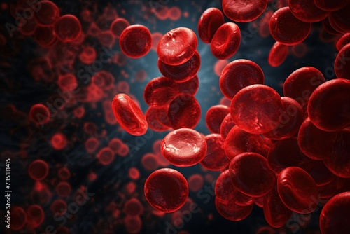 Macro red blood cells, thrombocytes in motion photo