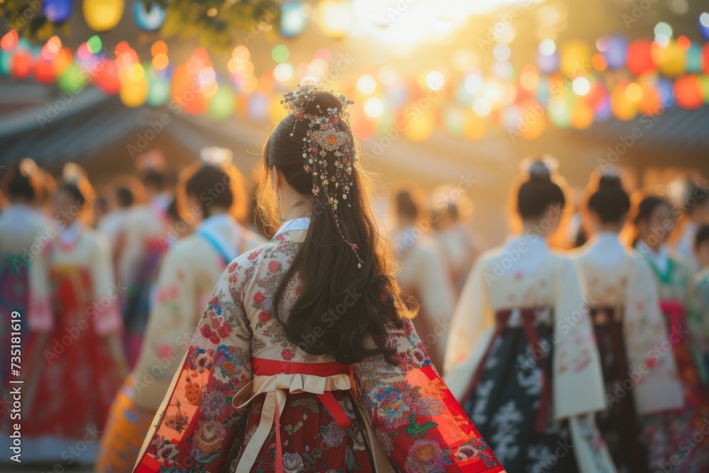 People celebrating South Korea's Chuseok People celebrating South Korea's Chuseok
