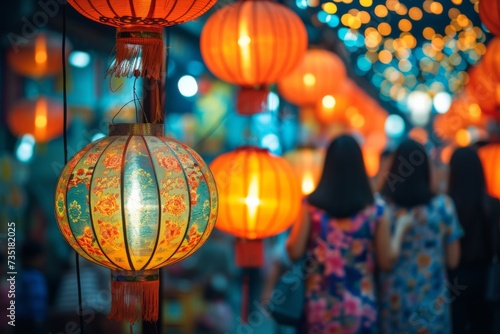 Traditional Chinese Lantern Festival in city