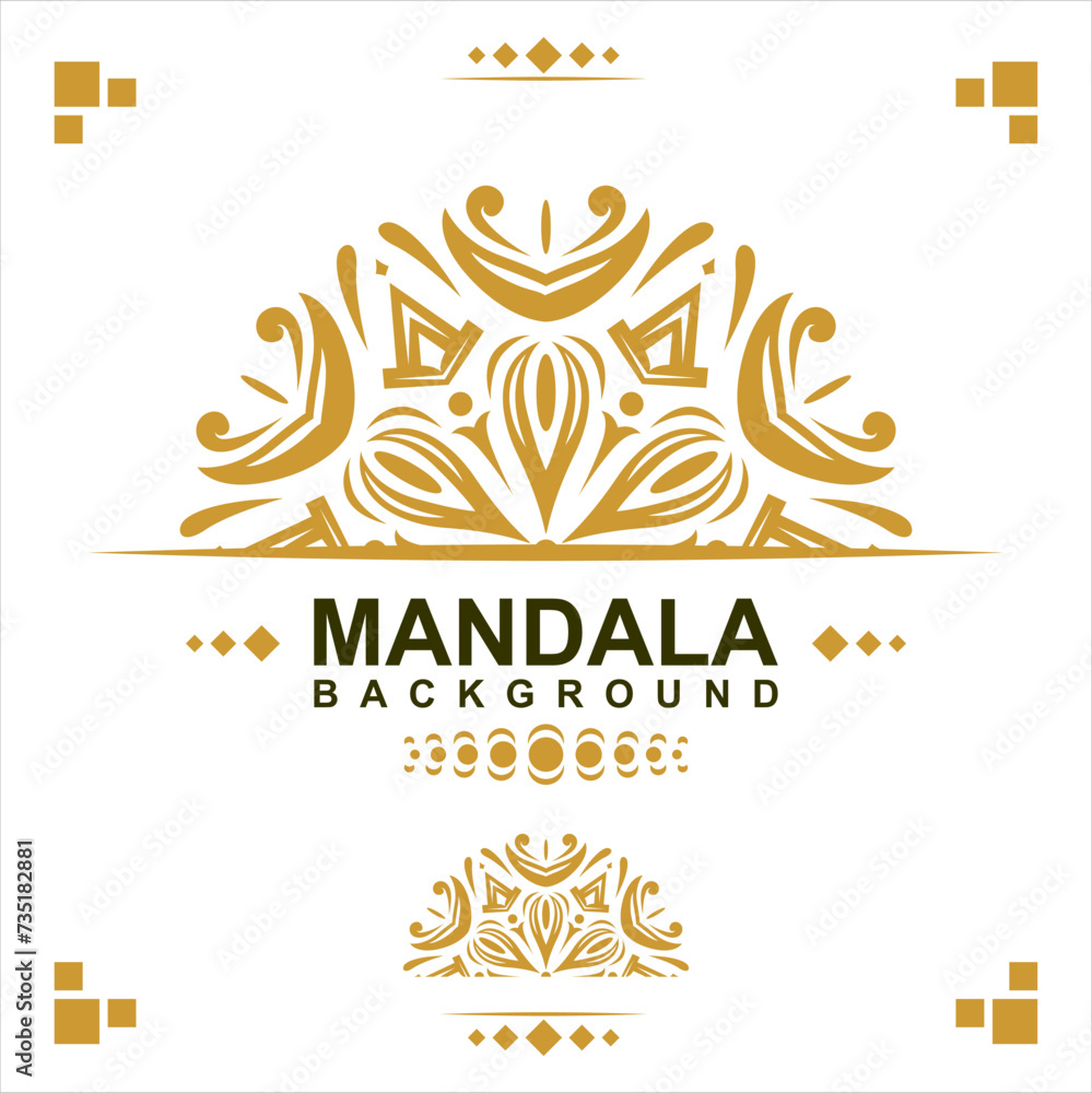 Naklejka premium Gold frame on a white background, mandala luxury frame design.
