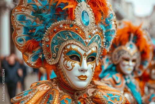 People in costumes in Venetian Carnival