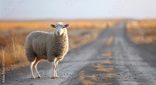 sheep on the road footage photo