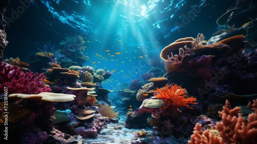 An Underwater Scene With Corals and Fish