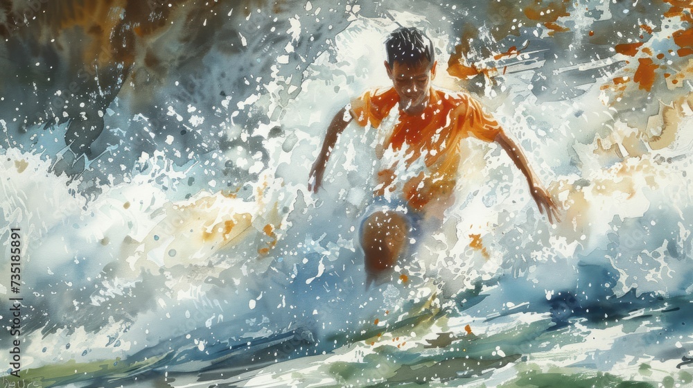 Active Lifestyle and Hydration: Dynamic Watercolor Scenes of Sports and Nature Infused with Energy