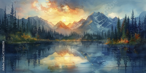 Nature's Vibrancy in Watercolor: Captivating Scenes of Forests, Mountains, and Streams