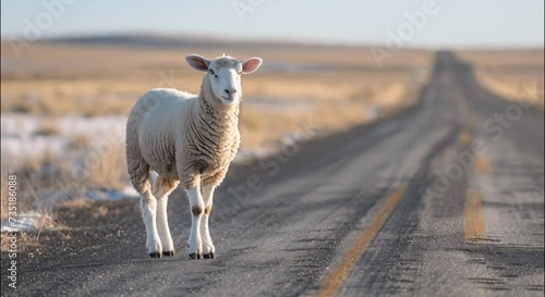 sheep on the road footage photo