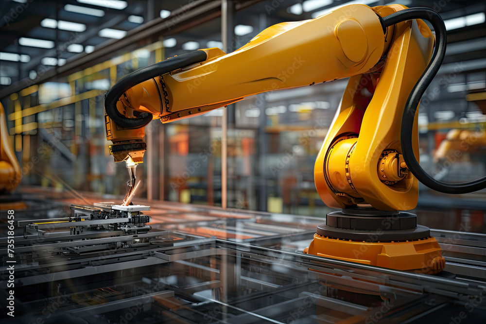 Fourth Industrial Revolution, this robot exemplifies the synergy of technology and production, forging the future of manufacturing with each precise movement. Precision and innovation converge Fourth Industrial Revolution, this robot exemplifies the synergy of technology and production, forging the future of manufacturing with each precise movement. Precision and innovation converge