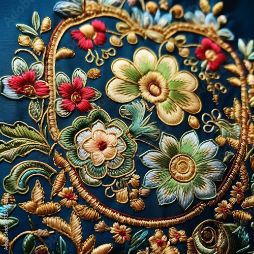 illustration of Zardozi Embroidery Karchobi Embroidery HandWork, Generative ai