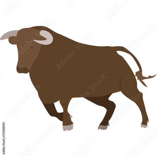 Angry bull running vector icon isolated on white