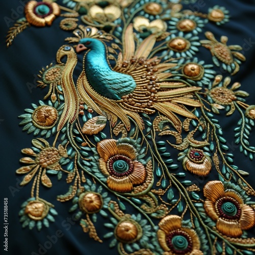 illustration of Zardozi Embroidery Karchobi Embroidery HandWork, Generative ai