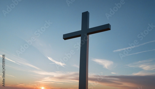 Religious symbol against a backdrop of the sky with room for text