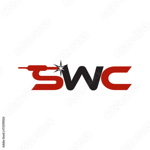 SWC electric welding and construction logo. Vector image