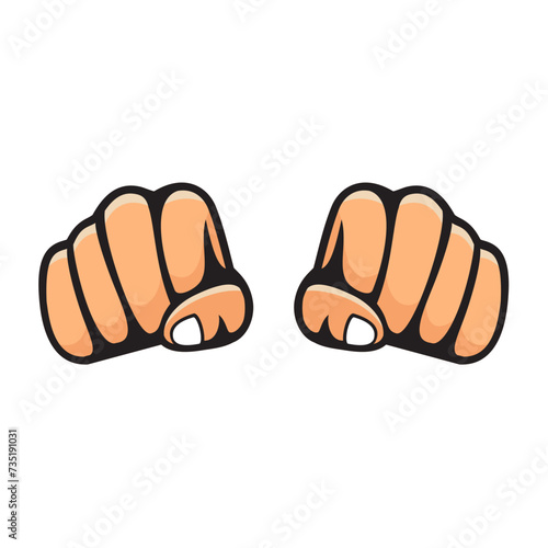 Punching front view on white background 