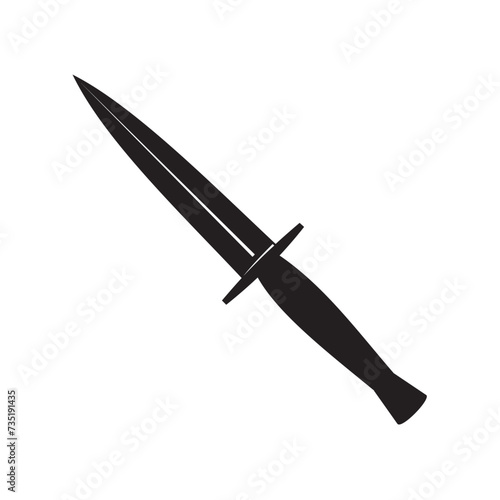 Military combat knife icon on white background