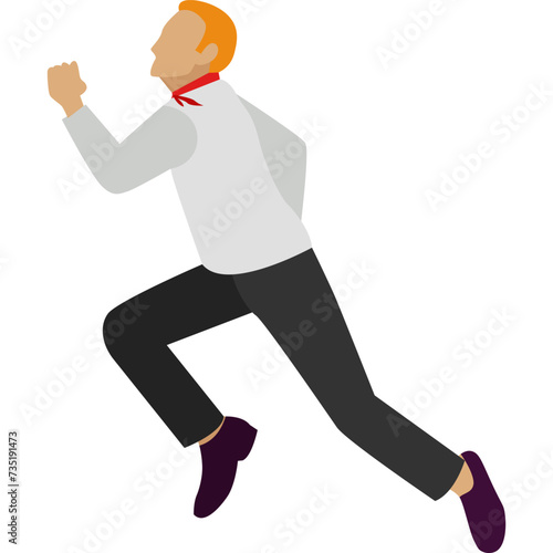 Frightened man running away vector icon isolated on white
