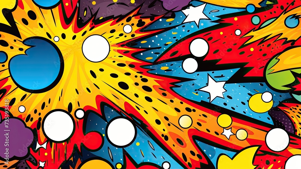 Fototapeta premium Comics illustration, retro and 90s style, pop art pattern, colorful, graffiti