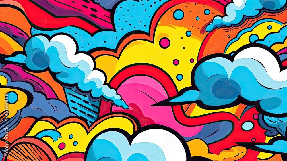 Comics illustration, retro and 90s style, pop art pattern, colorful, graffiti Comics illustration, retro and 90s style, pop art pattern, colorful, graffiti