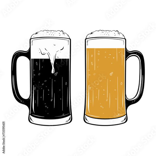 Vector illustration of the beer mugs toasting, generative ai, vector design.
