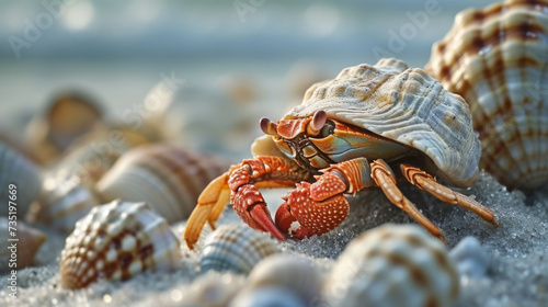A hermit crab with a shell on its back