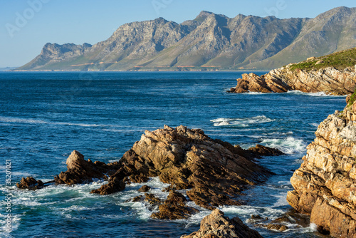 View across False Bay towards Gordons Bay along Clarence Drive between Gordon's Bay and Rooi-Els near Cape Town, Western Cape. South Africa photo