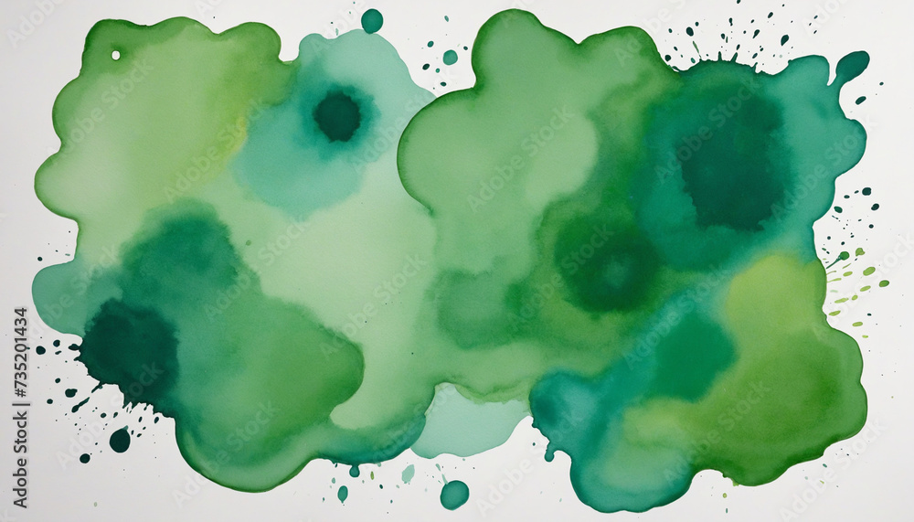Obraz premium Green watercolor splotch on white backdrop