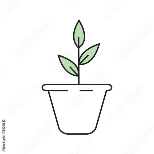 Plant seedlings. Vector linear icon.