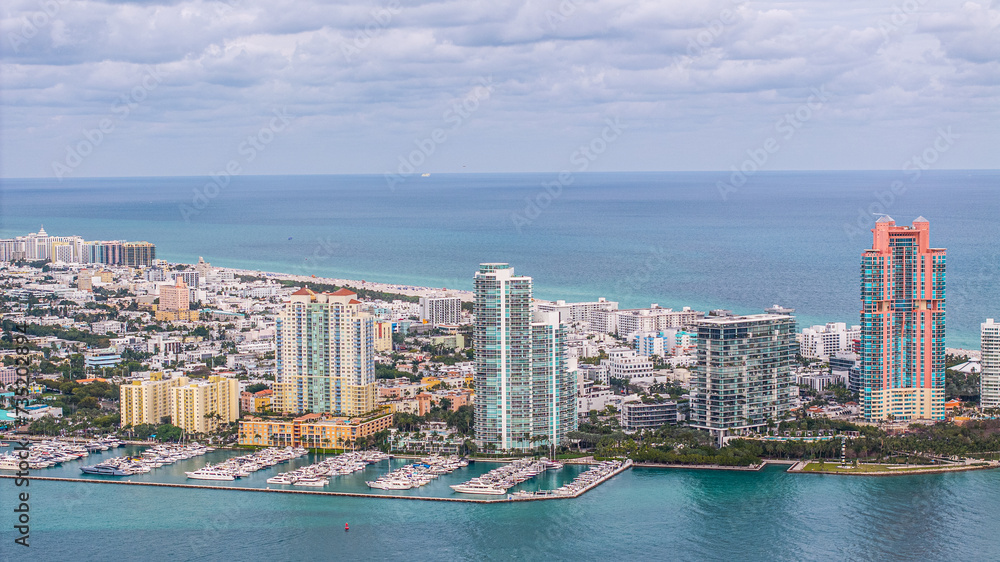 Drone view of downtown Miami Florida USA 