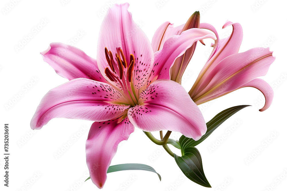 Pink Lily Flower Isolated on Transparent Background