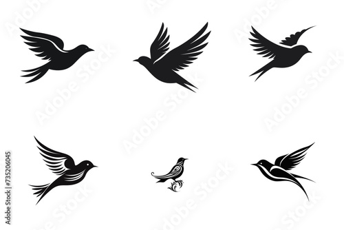 set of silhouettes of birds vector illustration isolated transparent background logo, cut out or cutout t-shirt design 