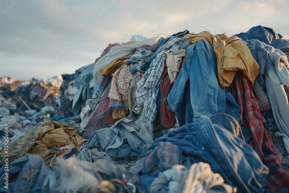 A pile of clothes sitting on top of a pile of trash. Can be used to depict clutter, hoarding, or unclean living conditions. A pile of clothes sitting on top of a pile of trash. Can be used to depict clutter, hoarding, or unclean living conditions.
