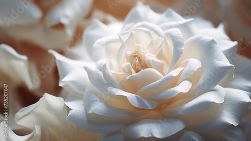 A close up view of a white rose flower. Suitable for various uses
