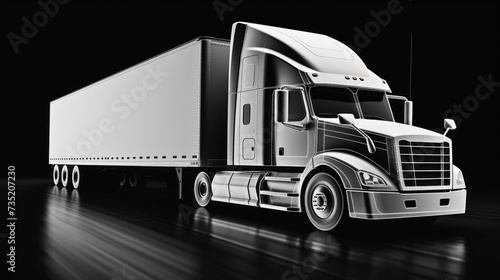 A black and white photo of a semi truck. Suitable for transportation-related projects © Fotograf