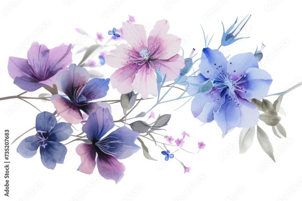 Fototapeta premium A painting of flowers on a white background. Can be used for various design projects