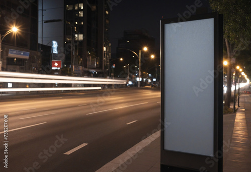 Dark street with an empty billboard