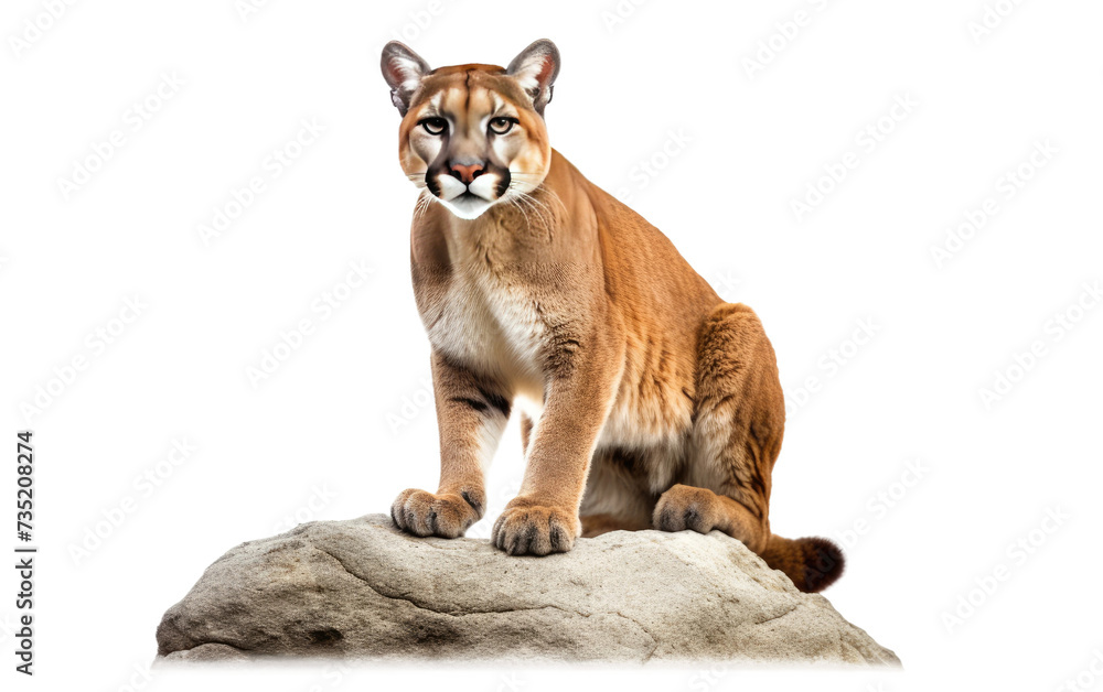 Puma Perched on a Stone isolated on transparent Background Puma Perched on a Stone isolated on transparent Background