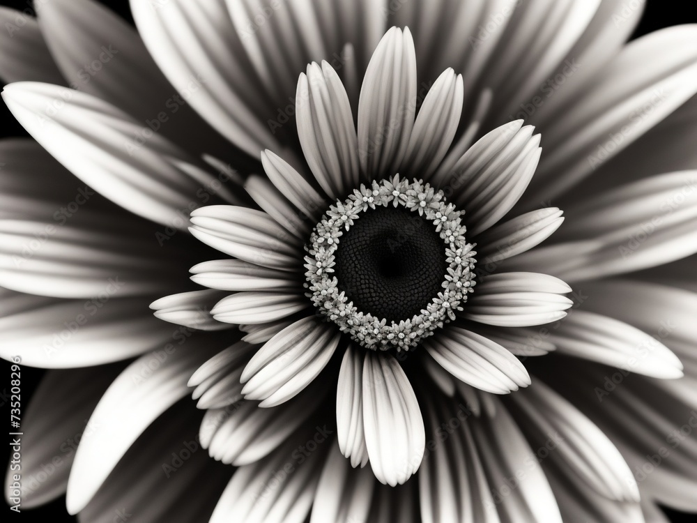 flower in black and white image, Gerbera daisy Transvaal flower plants and blurred background