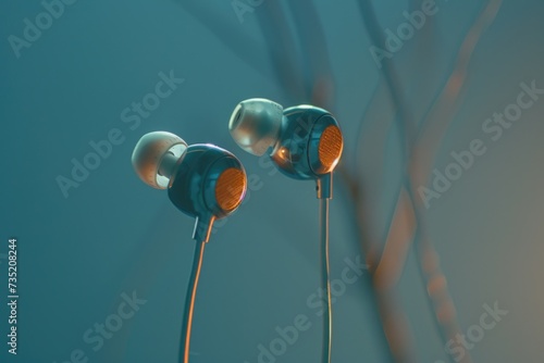 Ear buds sitting on top of a pole. Can be used to depict technology, music, or convenience © Fotograf