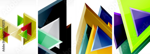 Triangle composition poster background set for wallpaper, business card, cover, poster, banner, brochure, header, website