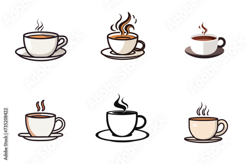 set of coffee cups vector illustration isolated transparent background logo, cut out or cutout t-shirt design 