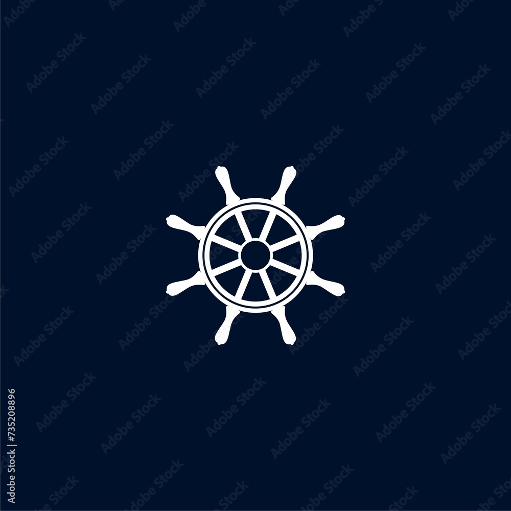 Boat steering wheel icon isolated on black background