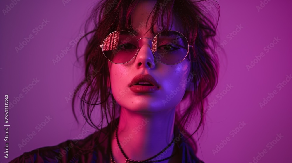 Androgynous Portrait on Purple Background Androgynous Portrait on Purple Background