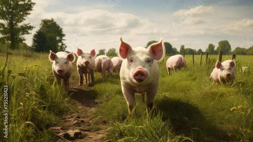 livestock pigs on farm photo