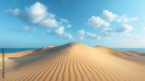 Majestic Desert Dunes Under Clear Blue Skies: The Beauty of Arid Landscapes