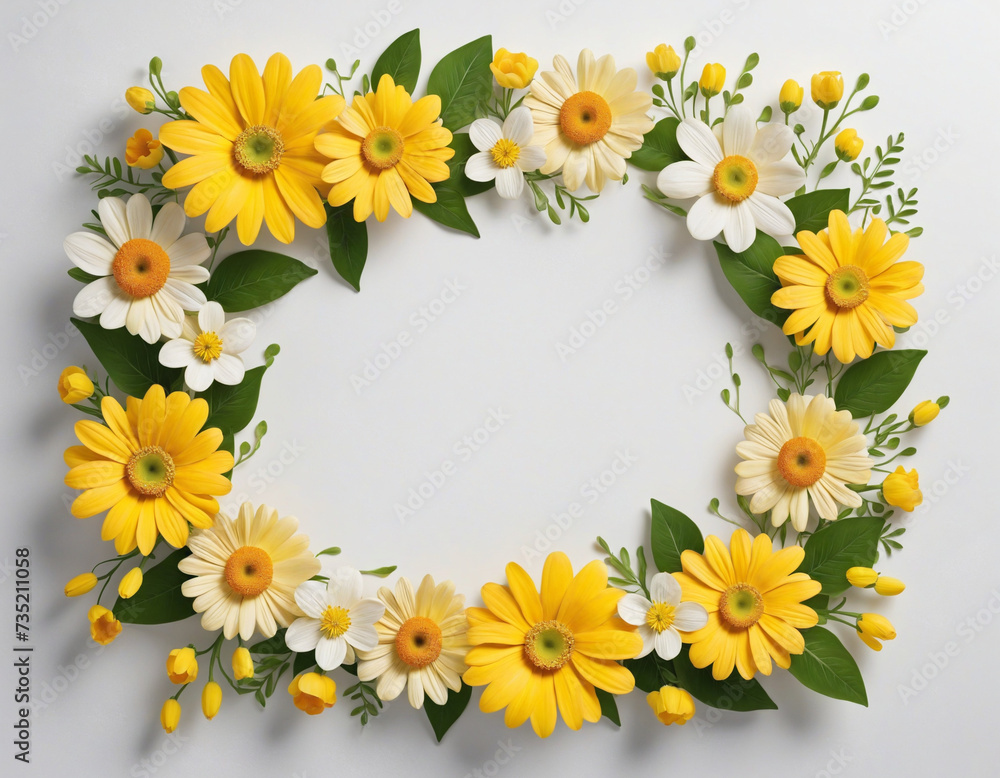 Floral yellow flower border with empty center Floral yellow flower border with empty center