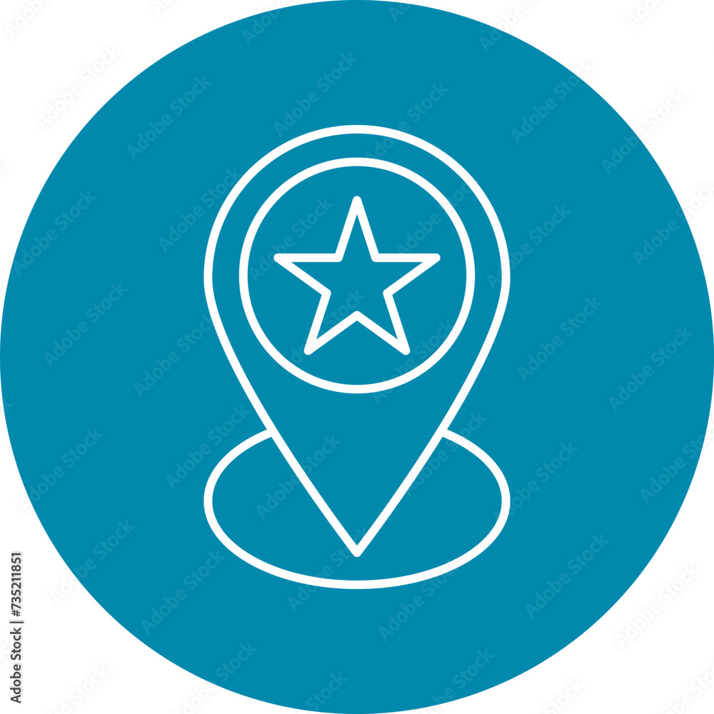 Starred Location Line Circle Icon Starred Location Line Circle Icon
